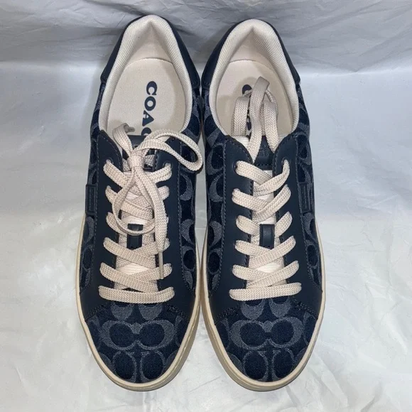 NEW COACH Lowline Signature C Denim Sneakers Size 10B Casual Comfort Light - Picture 2 of 8